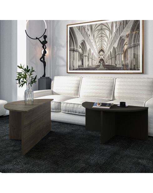 Duo de tables basses Dolunay walnut/anthracite