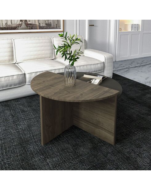 Duo de tables basses Dolunay walnut/anthracite