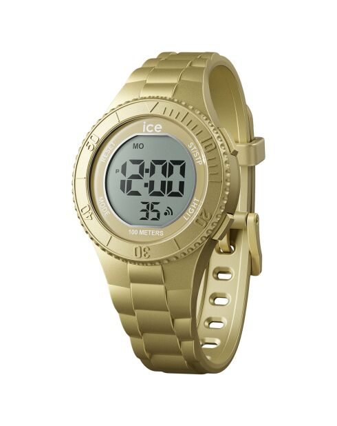 Montre digitale Mixte en Silicone Ice Digit Small dorée