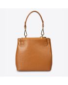 Sac porté épaule en Cuir Atlas cognac - 42x10x30 cm