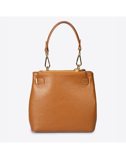 Sac porté épaule en Cuir Atlas cognac - 42x10x30 cm