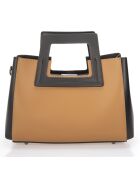 Sac à main en Cuir Anthea cognac/noir - 32x11x20 cm