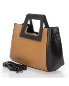 Sac à main en Cuir Anthea cognac/noir - 32x11x20 cm