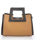 Sac à main en Cuir Anthea cognac/noir - 32x11x20 cm