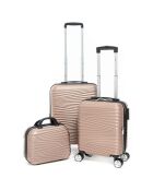 2 Valises extensibles 4 roues doubles 55/45 cm & Vanity rose