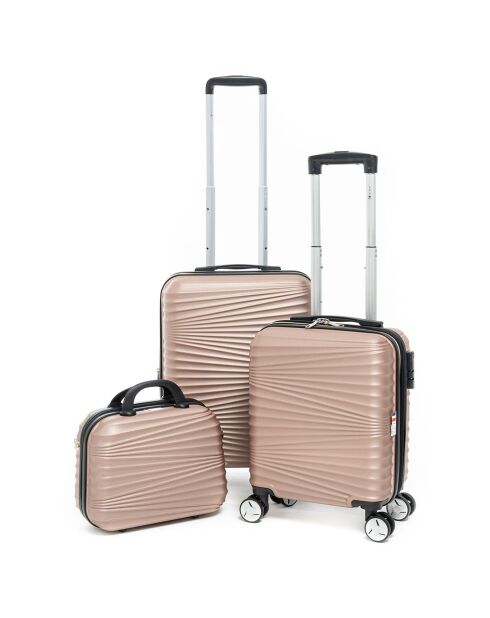 2 Valises extensibles 4 roues doubles 55/45 cm & Vanity rose