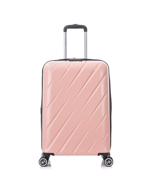 3 Valises extensibles 4 roues doubles 77/66/55 cm rose doré