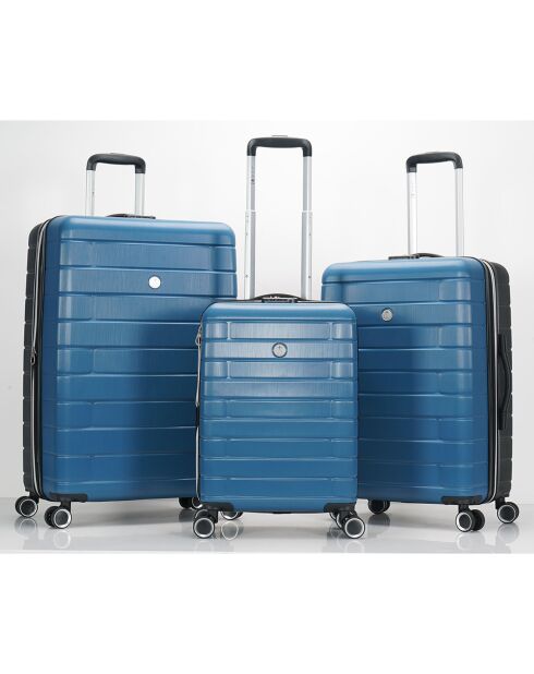 3 Valises 4 roues doubles 76/66/55 cm bleu/noir