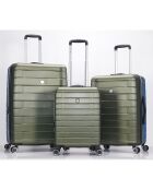 3 Valises 4 roues doubles 76/66/55 cm vert/bleu