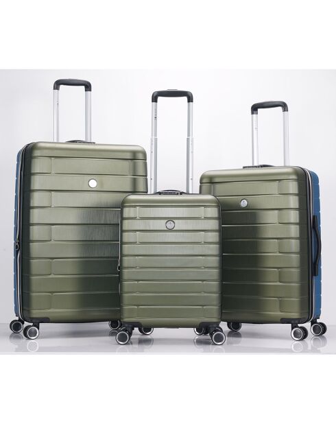 3 Valises 4 roues doubles 76/66/55 cm vert/bleu