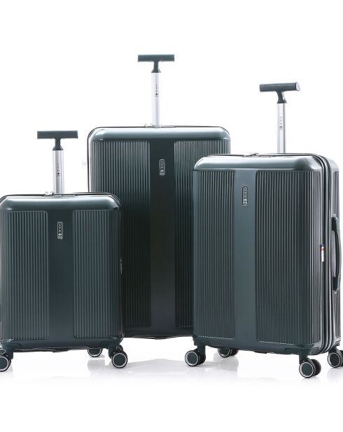 3 Valises 4 roues doubles 76/66/55 cm vertes