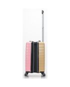 Valise Cabine 4 roues doubles 55 cm fuchsia/jaune