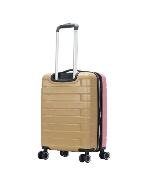 Valise Cabine 4 roues doubles 55 cm fuchsia/jaune