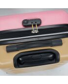 Valise Cabine 4 roues doubles 55 cm fuchsia/jaune