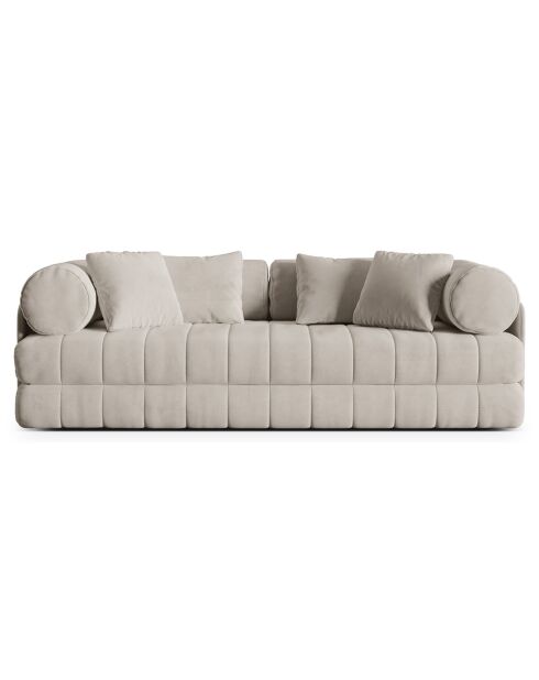 Canapé convertible en Velours Kemi 3 places beige - 206x95x70 cm