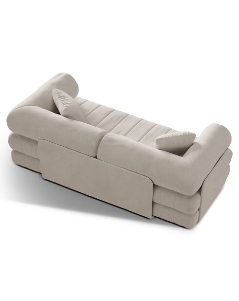 Canapé convertible en Velours Kemi 3 places beige - 206x95x70 cm