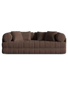 Canapé convertible en Velours Kemi 3 places chocolat - 206x95x70 cm