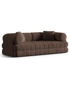 Canapé convertible en Velours Kemi 3 places chocolat - 206x95x70 cm