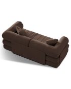 Canapé convertible en Velours Kemi 3 places chocolat - 206x95x70 cm