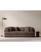 Canapé convertible en Velours Kemi 3 places chocolat - 206x95x70 cm