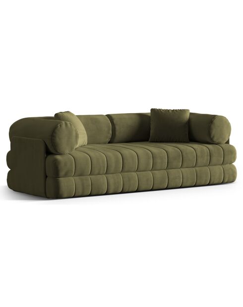 Canapé convertible en Velours Kemi 3 places vert - 206x95x70 cm