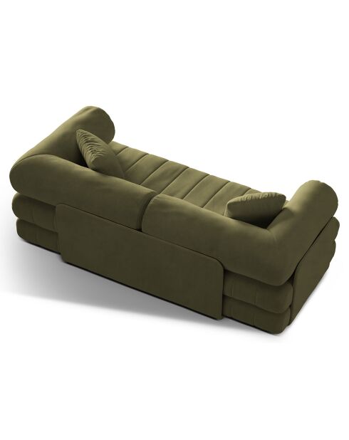 Canapé convertible en Velours Kemi 3 places vert - 206x95x70 cm