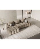 Canapé d'angle gauche en Velours convertible avec coffre Linz 3 places beige clair - 275x142x84 cm