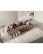 Canapé d'angle gauche en Velours convertible avec coffre Linz 3 places beige foncé - 275x142x84 cm