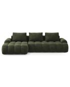 Canapé d'angle gauche en Velours convertible avec coffre Linz 3 places vert - 275x142x84 cm