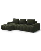 Canapé d'angle gauche en Velours convertible avec coffre Linz 3 places vert - 275x142x84 cm