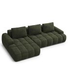 Canapé d'angle gauche en Velours convertible avec coffre Linz 3 places vert - 275x142x84 cm