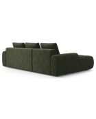 Canapé d'angle gauche en Velours convertible avec coffre Linz 3 places vert - 275x142x84 cm