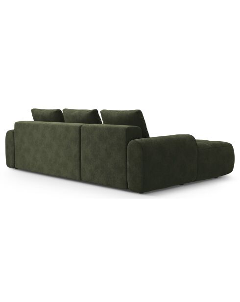 Canapé d'angle gauche en Velours convertible avec coffre Linz 3 places vert - 275x142x84 cm