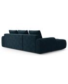Canapé d'angle gauche en Velours convertible avec coffre Linz 3 places pétrole profond - 275x142x84 cm