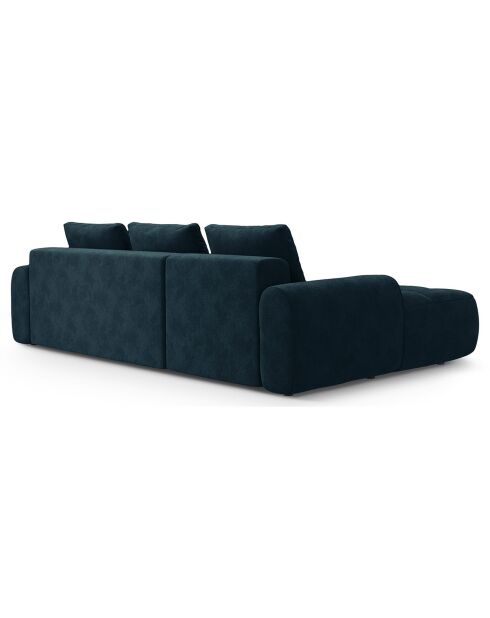 Canapé d'angle gauche en Velours convertible avec coffre Linz 3 places pétrole profond - 275x142x84 cm