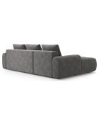 Canapé d'angle gauche en Velours convertible avec coffre Linz 3 places gris - 275x142x84 cm