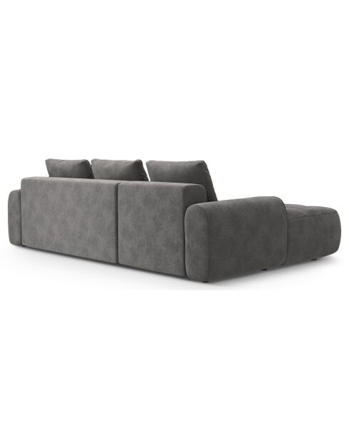 Canapé d'angle gauche en Velours convertible avec coffre Linz 3 places gris - 275x142x84 cm