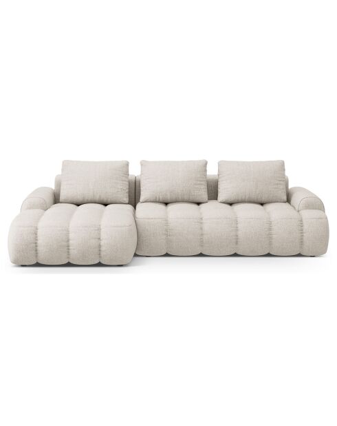 Canapé d'angle gauche convertible avec coffre Linz 3 places beige - 275x142x84 cm