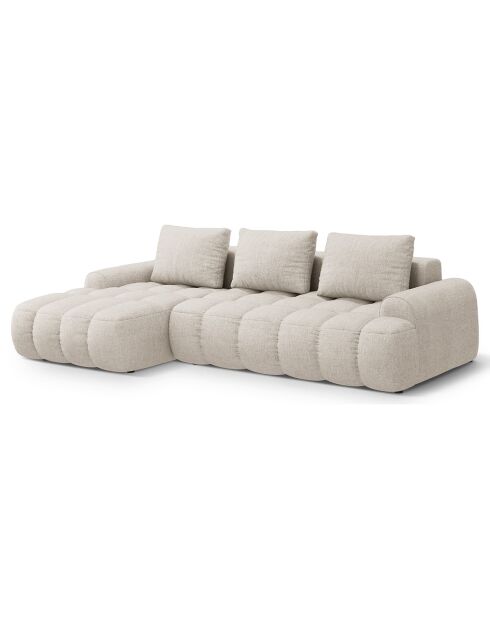 Canapé d'angle gauche convertible avec coffre Linz 3 places beige - 275x142x84 cm
