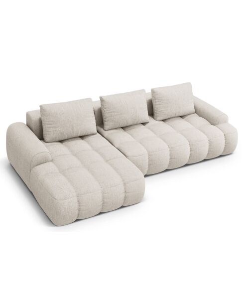 Canapé d'angle gauche convertible avec coffre Linz 3 places beige - 275x142x84 cm