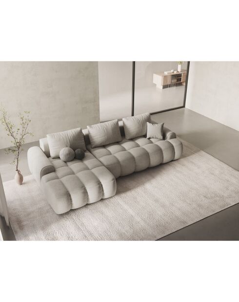 Canapé d'angle gauche convertible avec coffre Linz 3 places beige - 275x142x84 cm