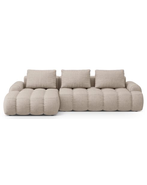 Canapé d'angle gauche convertible avec coffre Linz 3 places le sable - 275x142x84 cm