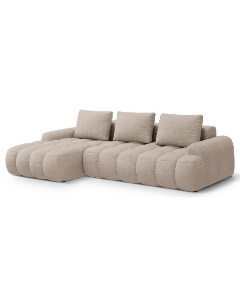 Canapé d'angle gauche convertible avec coffre Linz 3 places le sable - 275x142x84 cm