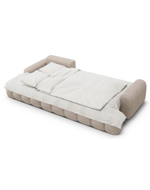 Canapé d'angle gauche convertible avec coffre Linz 3 places le sable - 275x142x84 cm