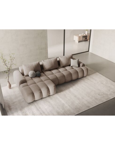 Canapé d'angle gauche convertible avec coffre Linz 3 places le sable - 275x142x84 cm