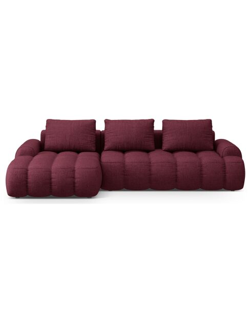 Canapé d'angle gauche convertible avec coffre Linz 3 places bordeaux - 275x142x84 cm