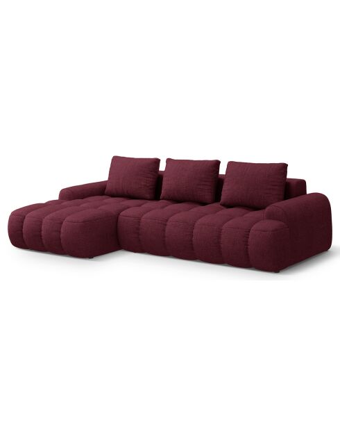 Canapé d'angle gauche convertible avec coffre Linz 3 places bordeaux - 275x142x84 cm