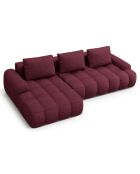 Canapé d'angle gauche convertible avec coffre Linz 3 places bordeaux - 275x142x84 cm