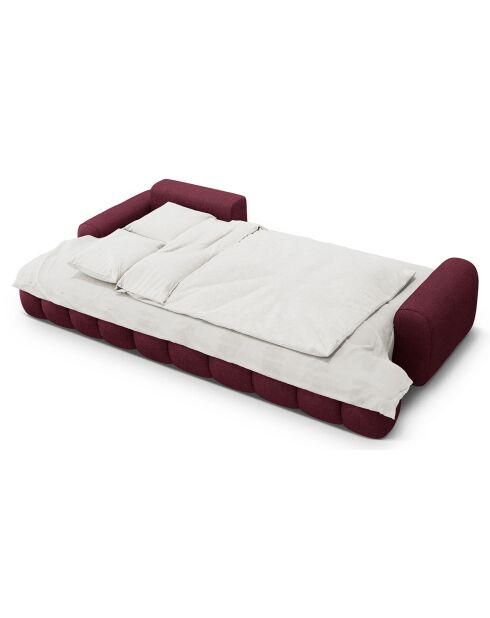 Canapé d'angle gauche convertible avec coffre Linz 3 places bordeaux - 275x142x84 cm