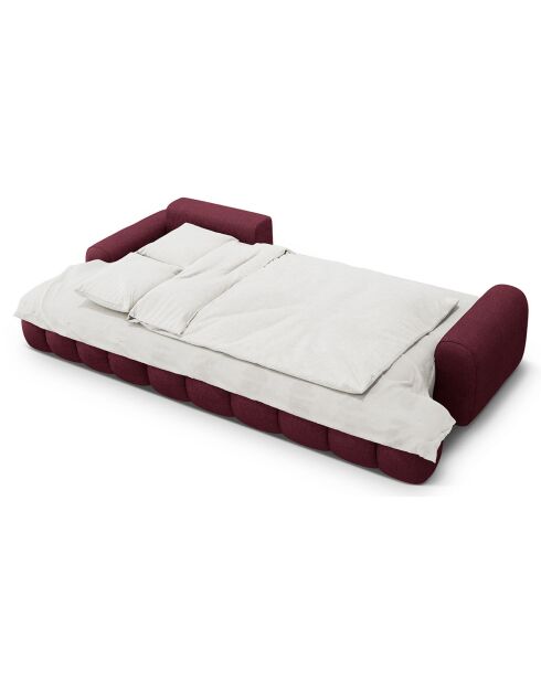 Canapé d'angle gauche convertible avec coffre Linz 3 places bordeaux - 275x142x84 cm